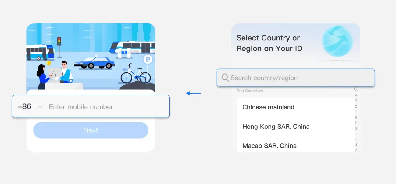 Create your account with an international phone number